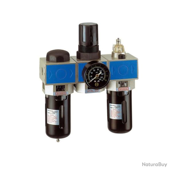 Filtre r�gulateur lubrificateur Nuair UF+R+L 1'' r�gulateur � piston purge semi-automatique