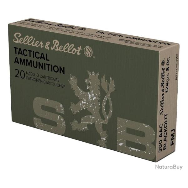 Cartouches Sellier & Bellot 300 AAC Blackout FMJ TACTCAL 124grs - Boite de 20 cartouches