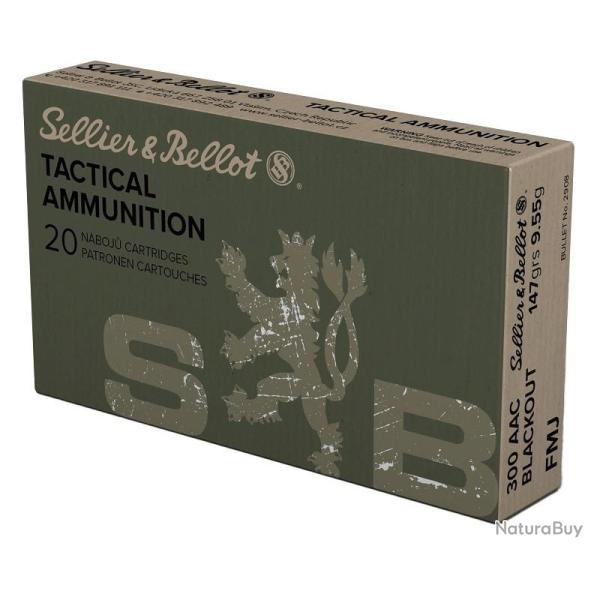 Cartouches Sellier & Bellot 300 AAC Blackout FMJ TACTCAL 147grs - Boite de 20 cartouches