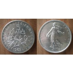 France 5 Francs 1963 Neuve Semeuse Piece Argent Frcs Frs Frc Frs