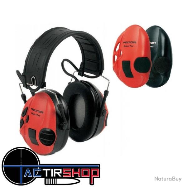 Casque �lectronique 3M PELTOR SportTac Coques Noires/Rouges