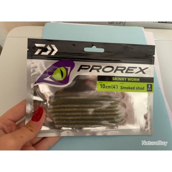 Leurres Prorex skinny worm 10 cm - Smoked shad (Lot de 8)