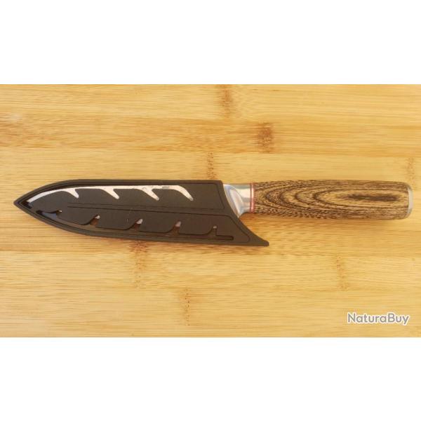 Couteau de cuisine lame Damas manche composite imitation bois, tr�s belle finition