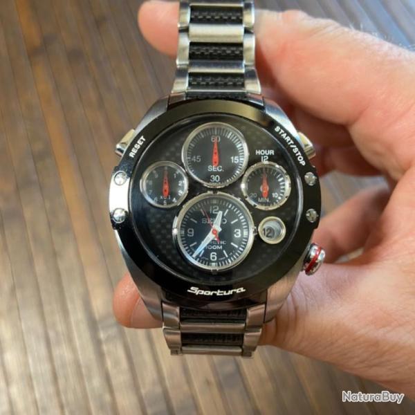 RARE MONTRE F1 CHRONOGRAPHE SEIKO SPORTURA MEN'S BLACK WATCH CARBON S�RIE LIMIT�E