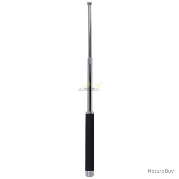 Matraque t�lescopique en acier tremp� chrom� 53cm manche en mousse antid�rapant avec �tui