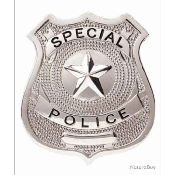 FIN DE LA R�DUCTION! INSIGNE METAL AIRSOFT ACCESSOIRE BADGE SPECIAL POLICE AVEC PINCE COULEUR CHROME