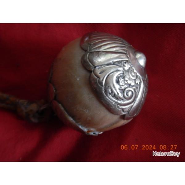 Authentiques Bolas argentines, cuir, pierres polies gain�es , argent cisel�