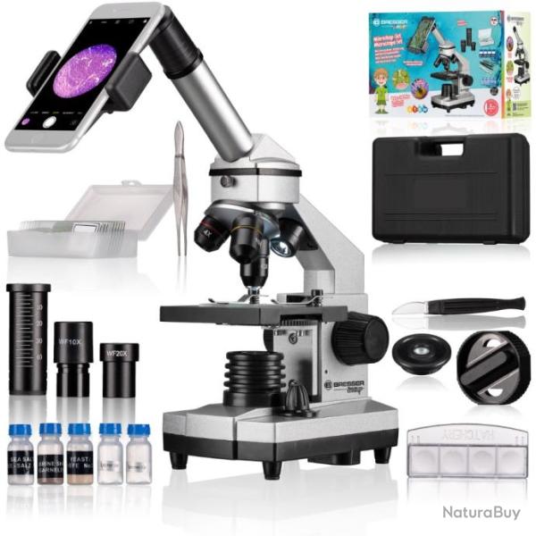 Microscope Biolux CA 40x-1024x Set de haute qualit� pour d�butants en M�tal + Accessoires