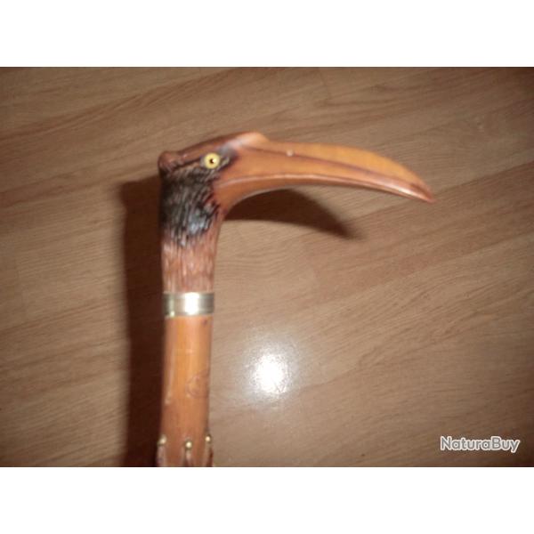 ancienne canne animali�re oiseaux yeux sulfure