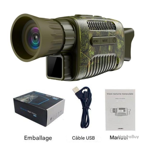 Cam�ra Vision Nocturne Infrarouge 7X Zoom Num�rique 2.7K Monoculaire Ench�re* Observation Ext�rieure
