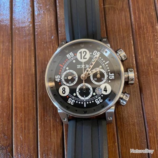 MONTRE B.R.M V12 -44 BN AUTOMATIQUE DAKAR �DITION CHRONOGRAPHE FRANCE + BO�TE ET PAPIER