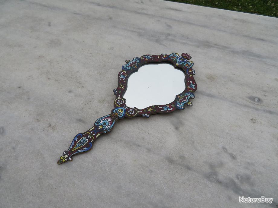 Bracelet Ancien En émaux Cloisonné – Motif Fleurs Bleu, Fermoir Cabillot – Vintage En Bon état