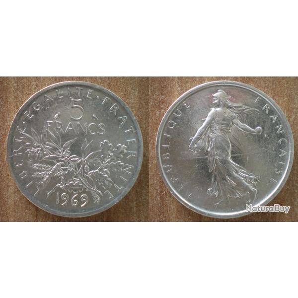 France 5 Francs 1969 Semeuse Piece Argent Frcs Frs Frc