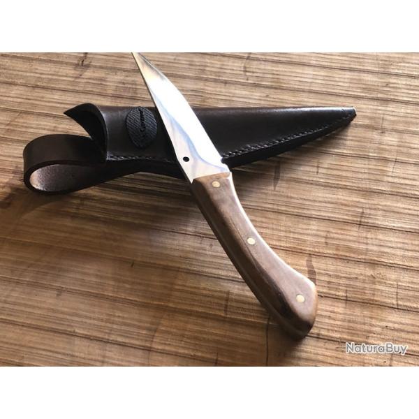 Couteau artisanal Le Garenne� multi usage outdoor lame 11.5cm en acier inoxydable Z40C13 avec �tui