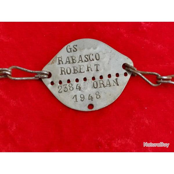Plaque d'identit� soldat fran�ais WW2 RABASCO ROBERT