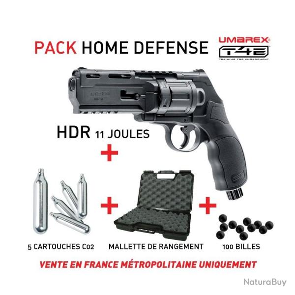 PACK Revolver CO2 T4E HDR 50 cal. 50 11J + 100 BILLES + 5 CARTOUCHES CO2 + MALLETTE