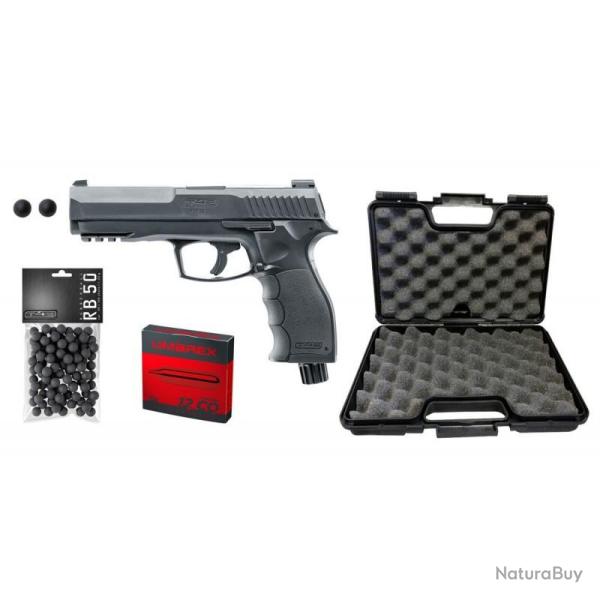 PACK PISTOLET CO2 T4E HDP 50 CAL. 50 11J + 100 BILLES + 5 CARTOUCHES CO2 + MALLETTE