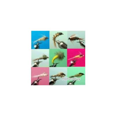 24 Nymphes De Pêche Assorties – Hameçons Sans Mort #14 Et #16 – Tends – Neuves