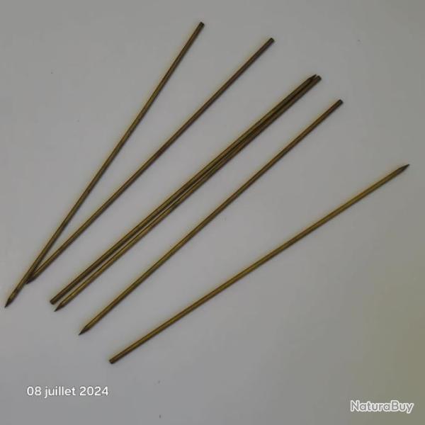 Lot de 6 Aiguilles � vers en laiton creux solide , 12 cm AUTAIN , truite ou autres carnassiers