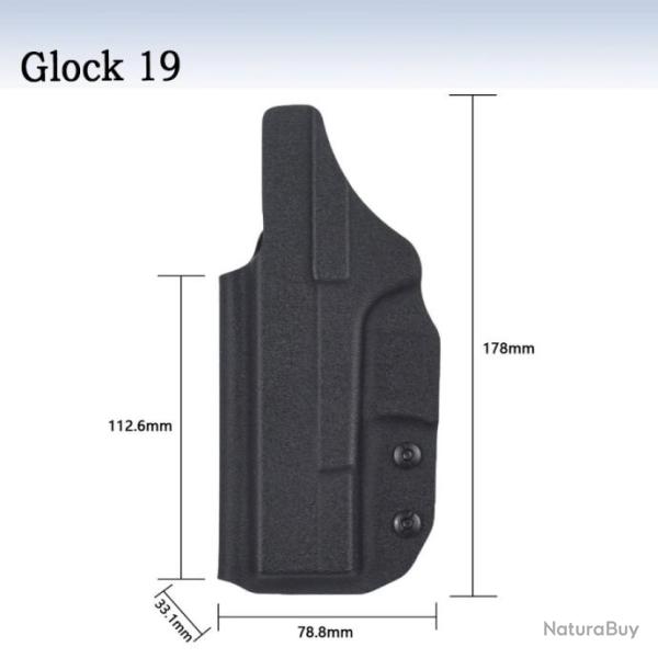 Holster Kydex IWB � l'int�rieur de la ceinture droitier - Glock 19