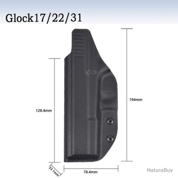 Holster Kydex IWB � l'int�rieur de la ceinture droitier - Glock 17 22 31