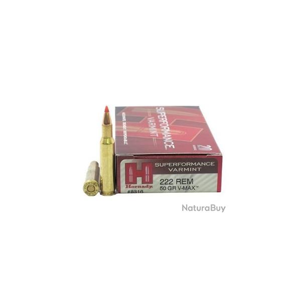 Munitions HORNADY cal.222rem 50gr v-max superformance varmint par 60