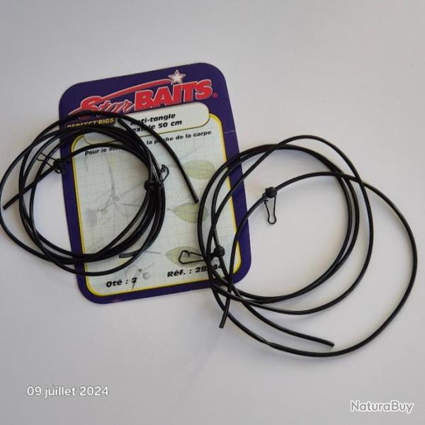 Set de 4 Anti-tangles flexibles Noir 50 cm , fin, Star Baits, Sensas, pche