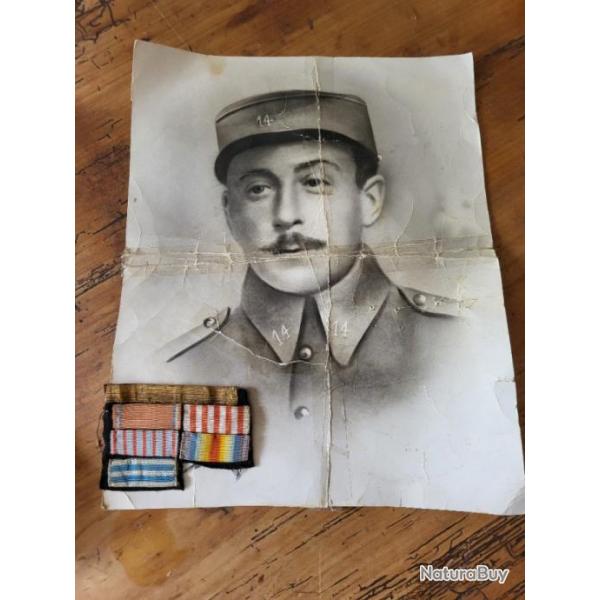 Photo Adjudent chef du 14 �me RI avec placard ww1 1914-1918