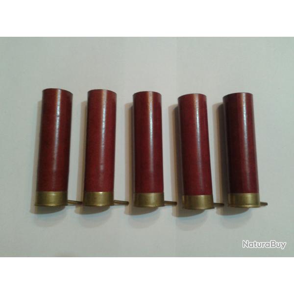 5 Belles Douilles Calibre 10  Broche - Carton Bordeaux - Socit Franaise des Munitions Paris
