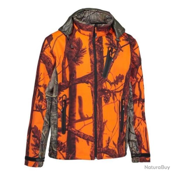 Blouson Percussion Softshell GhostCamo Blaze & Black � Capuche int�gr�e - TAILLE 4XL / XXXXL