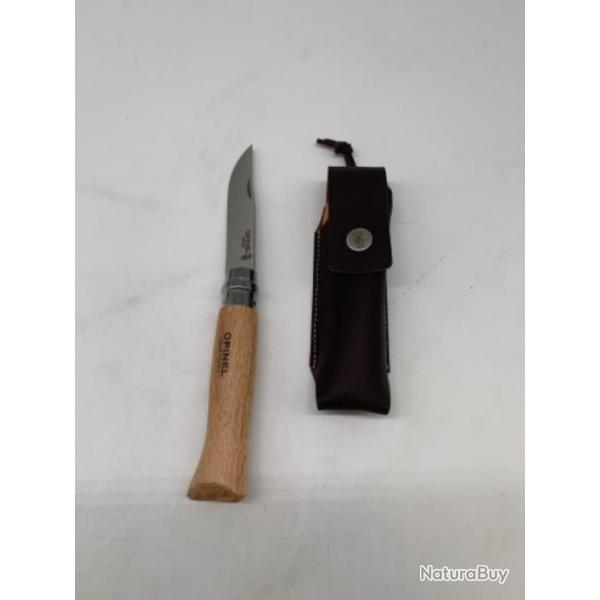 Couteau OPINEL 8cm N�08 couteau fermant et son �tui ceinture, h�tre