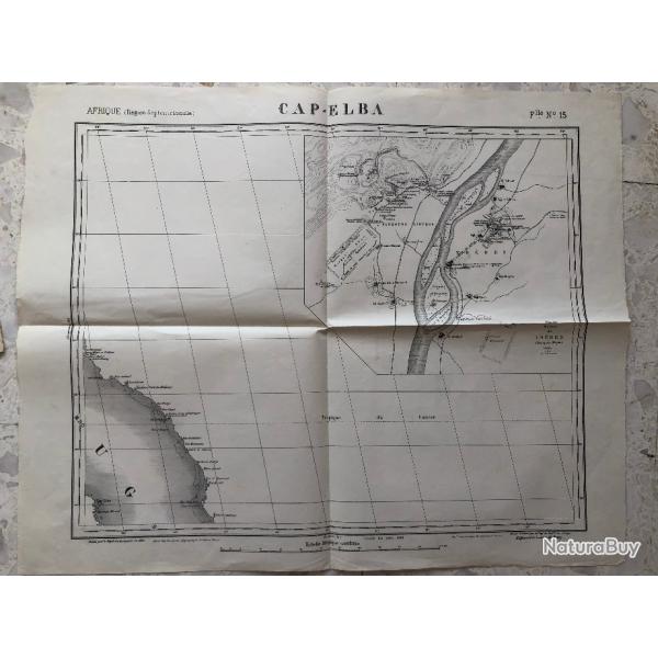 CARTE MILITAIRE 1886 CAP-ELBA Soudan �gyptien Mer Rouge + cartouche des RUINES de THEBES GRECE Bissy