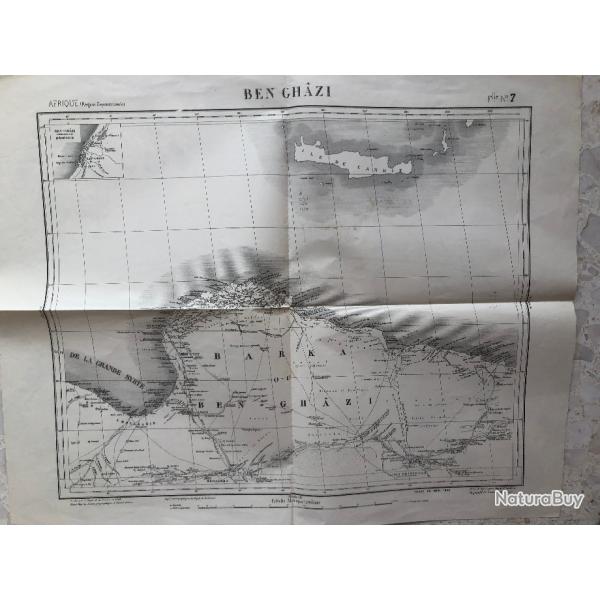 CARTE militaire 1886 BEN GHAZI LIBYE AFRIQUE NORD B�r�nice Syrte Candie Cr�te, plan Ech 1/2000.000