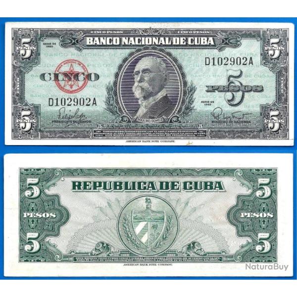 Cuba 5 Pesos 1960 Signature non Che Guevara Billet