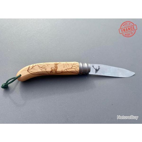 Couteau GRAVOO bois de h�tre mod�le Cerf