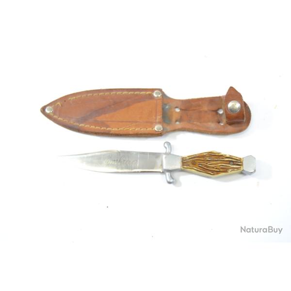 Petit couteau de style allemand, coupe papier ouvre lettre, avec �tui cuir. Embrun, hautes alpes