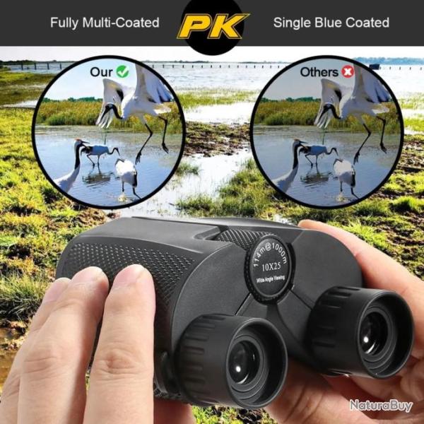 Jumelles BAKA4 FMC 10X25 HD Haute Qualit� Performance Observation Oiseaux Chasse Camping Voyage