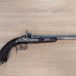 Jubin &agrave; Beaumont Pistolet percussion li&eacute;geois li&egrave;ge Poudre noire canon ray&eacute; de duel Kuchenreuter