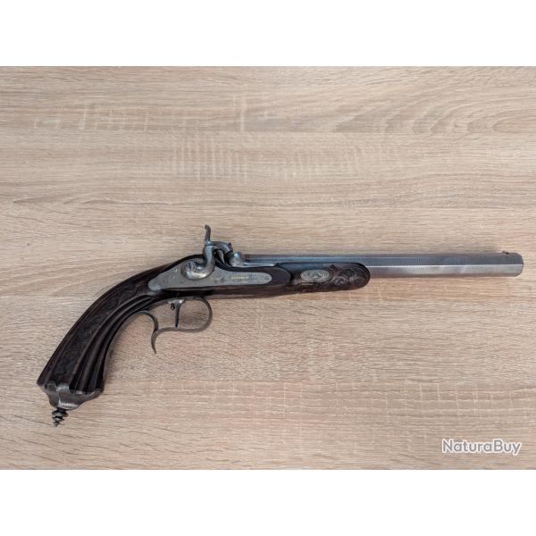 Jubin � Beaumont Pistolet percussion li�geois li�ge Poudre noire canon ray� de duel Kuchenreuter
