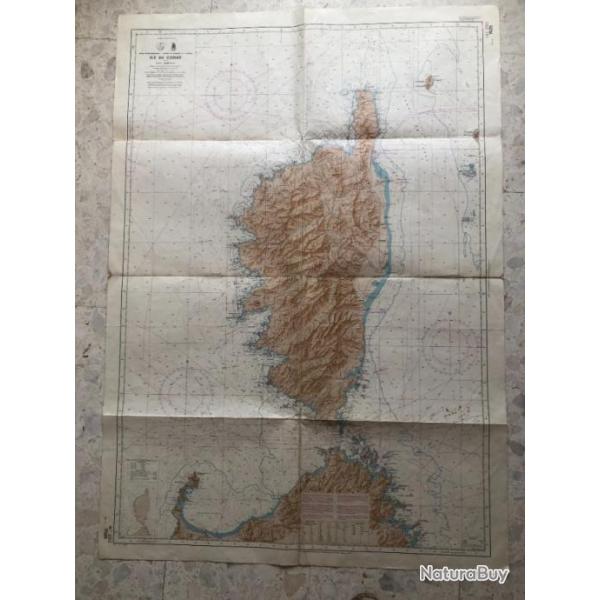 1984 CARTE MARINE SHOM 7025 ile de CORSE, France Mer M�diterran�e Sardaigne Italie, plan EPSHOM 1987