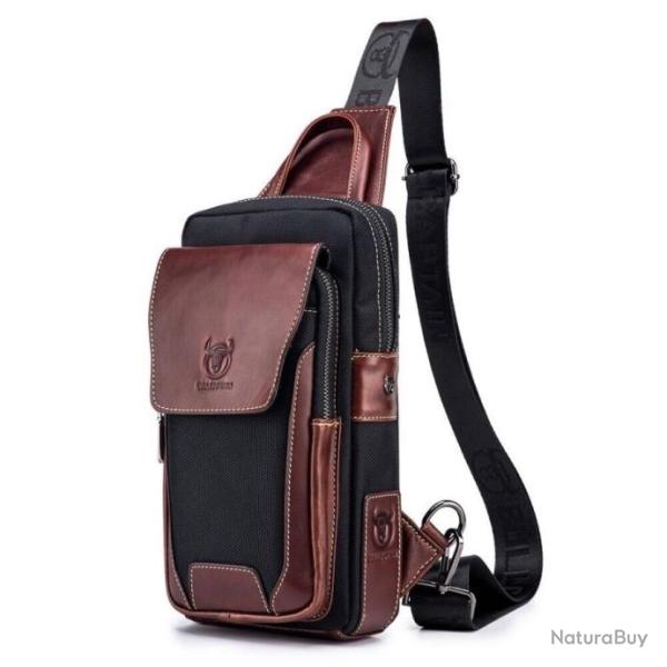 sac � bandouli�re en cuir v�ritable pour hommes sac de poitrine marron