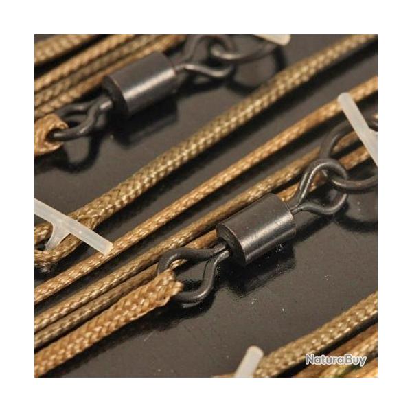 Montage Korda Leadcore Emerillon Anneau 1m (par 3) Marron