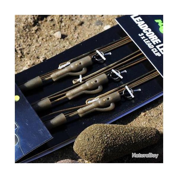 Montage Korda Leadcore Clip Plomb Emerillon Anneau 1m (par 3) Marron