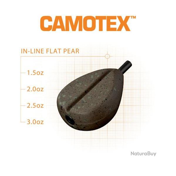 Plomb Fox In Line Flat Pear Grooved Camotex 70g