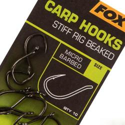 Hame&ccedil;on Fox Carp Hooks Stiff Rig Beaked (par 10)  n&deg; 4