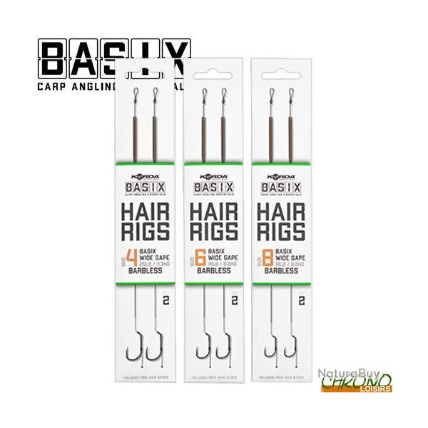 Bas de Ligne Korda Basix Wide Gape sans Ardillon (par 2) n�6 18lbs