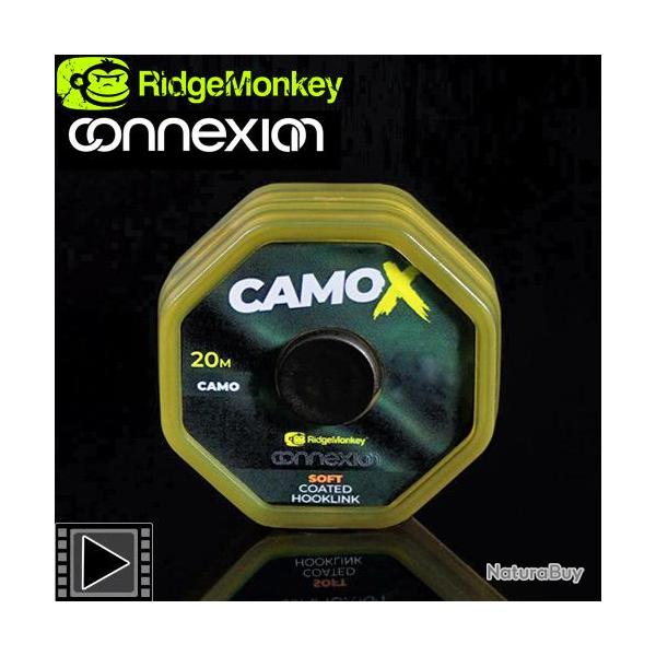 Tresse RidgeMonkey Connexion CamoX Soft Coated 20m 25lbs