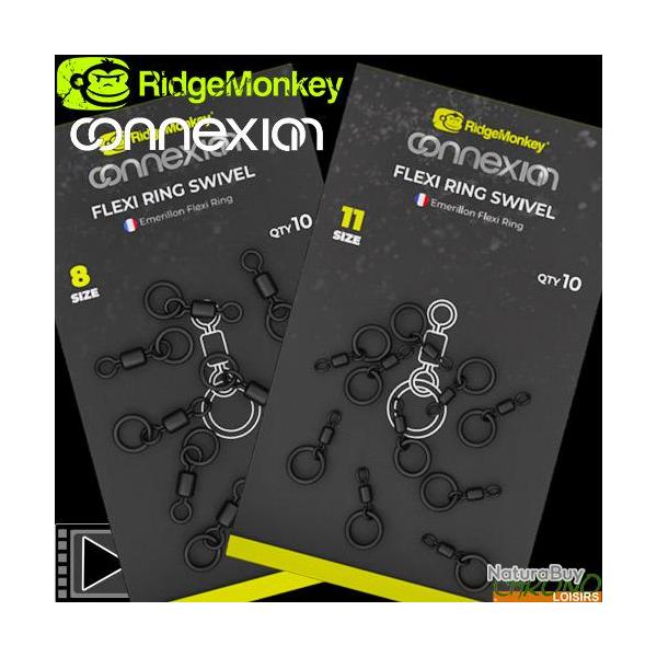 Emerillon � Anneau RidgeMonkey Connexion Flexi Ring (par 10) Taille 8