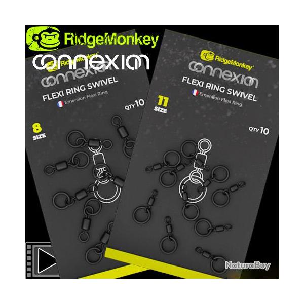 Emerillon � Anneau RidgeMonkey Connexion Flexi Ring (par 10) Taille 8