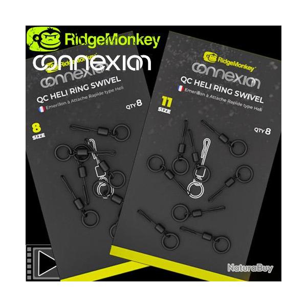Emerillon � Anneau RidgeMonkey Connexion QC Heli Ring (par 8) Taille 8